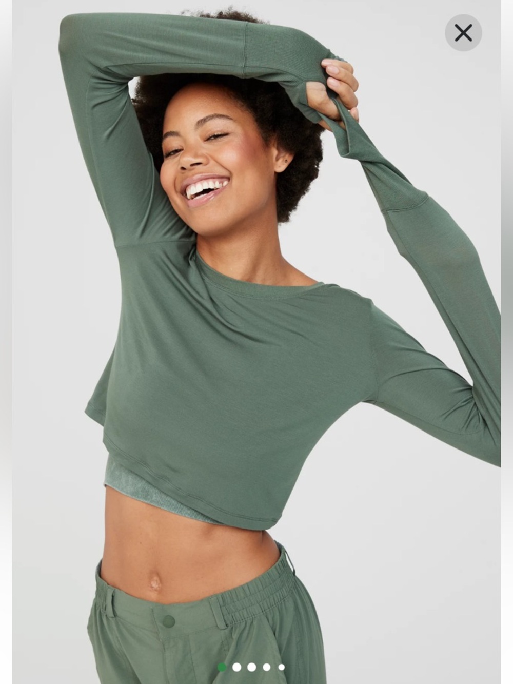 💕3/$25💕 OFFLINE by Aerie Thumbs Up Ribbed Cropped Long Sleeve T-Shirt